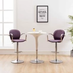 TRUE DEAL Tabourets De Bar Avec Accoudoir 2 Pcs Violet Similicuir