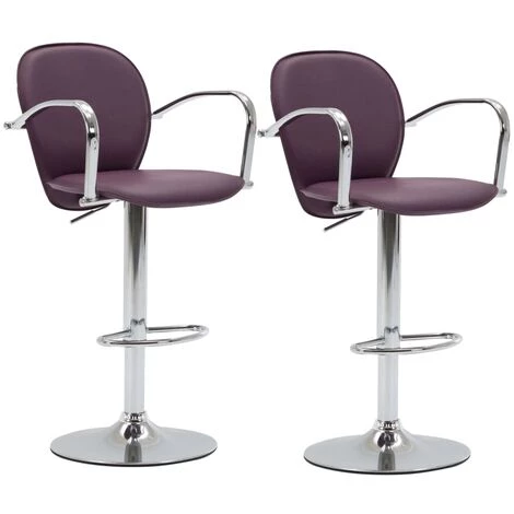 TRUE DEAL Tabourets De Bar Avec Accoudoir 2 Pcs Violet Similicuir 4 TRUE DEAL Tabourets De Bar Avec Accoudoir 2 Pcs Violet Similicuir – Image 2