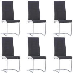 TRUE DEAL Chaises De Salle à Manger Cantilever 6 Pcs Noir Tissu
