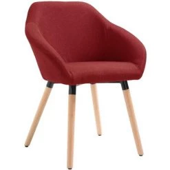 TRUE DEAL Chaise De Salle à Manger Rouge Bordeaux Tissu