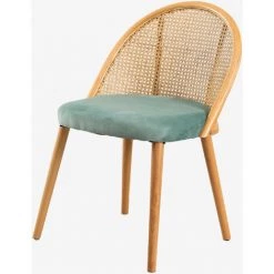 Chaise De Salle à Manger En Bois Kloe SKLUM Bois De Hêtre - Osier - Vert Sapin