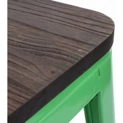 2x Tabouret De Bar HHG-392 Avec Siège En Bois, Chaise Bar, Comptoir, Style Industriel, Empilable ~ Vert -banc et tabouret Soldes Boutique 26704365 5