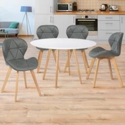 IDMARKET Lot De 4 Chaises ROBINE En PU Gris Foncé Pour Salle à Manger - Gris