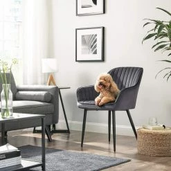 SONGMICS Chaise De Salle à Manger, Fauteuil, Siège Rembourrée, Avec Accoudoirs, Largeur D’assise 49 Cm, Pieds En Métal, Revêtement En Velours, Charge 110 Kg, Pour Salon, Chambre, Gris LDC087G01 8 SONGMICS Chaise De Salle à Manger, Fauteuil, Siège Rembourrée, Avec Accoudoirs, Largeur D’assise 49 Cm, Pieds En Métal, Revêtement En Velours, Charge 110 Kg, Pour Salon, Chambre, Gris LDC087G01 -banc et tabouret Soldes Boutique 26850462 2
