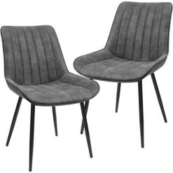 SONGMICS Chaise De Salle à Manger, Lot De 2, Fauteuil, Siège Rembourrée, Avec Dossier, Tissu Imitation Daim, Pieds En Métal, Charge 110 Kg, Pour Salle à Manger, Salon, Chambre, Gris LDC090G01 - Gris