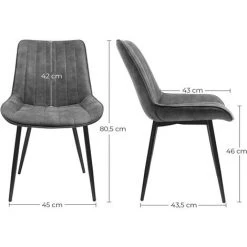 SONGMICS Chaise De Salle à Manger, Lot De 2, Fauteuil, Siège Rembourrée, Avec Dossier, Tissu Imitation Daim, Pieds En Métal, Charge 110 Kg, Pour Salle à Manger, Salon, Chambre, Gris LDC090G01 - Gris 11 SONGMICS Chaise De Salle à Manger, Lot De 2, Fauteuil, Siège Rembourrée, Avec Dossier, Tissu Imitation Daim, Pieds En Métal, Charge 110 Kg, Pour Salle à Manger, Salon, Chambre, Gris LDC090G01 - Gris -banc et tabouret Soldes Boutique 26850481 5