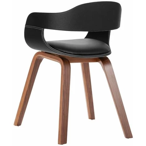 VidaXL Chaise De Salle à Manger Bois Courbé Et Similicuir Noir - Noir 6 VidaXL Chaise De Salle à Manger Bois Courbé Et Similicuir Noir - Noir – Image 4