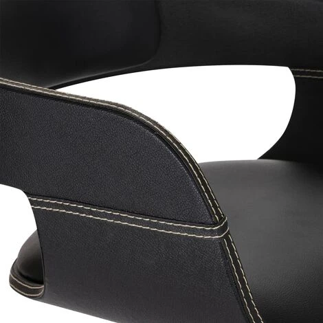 VidaXL Chaise De Salle à Manger Bois Courbé Et Similicuir Noir - Noir 7 VidaXL Chaise De Salle à Manger Bois Courbé Et Similicuir Noir - Noir – Image 5