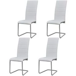 Chaises De Salle à Manger Cantilever Similicuir Blanc 4 Pcs VidaXL