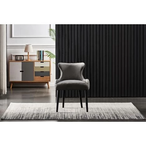 LIFE INTERIORS OXFORD - Chaise Capitonnée Velours Gris Foncé - Style Contemporain - Pieds En Bois - Salle à Manger, Cuisine Ou Coiffeuse - Gris Foncé 4 LIFE INTERIORS OXFORD - Chaise Capitonnée Velours Gris Foncé - Style Contemporain - Pieds En Bois - Salle à Manger, Cuisine Ou Coiffeuse - Gris Foncé – Image 2