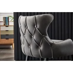 LIFE INTERIORS OXFORD - Chaise Capitonnée Velours Gris Foncé - Style Contemporain - Pieds En Bois - Salle à Manger, Cuisine Ou Coiffeuse - Gris Foncé 8 LIFE INTERIORS OXFORD - Chaise Capitonnée Velours Gris Foncé - Style Contemporain - Pieds En Bois - Salle à Manger, Cuisine Ou Coiffeuse - Gris Foncé -banc et tabouret Soldes Boutique 27150557 3