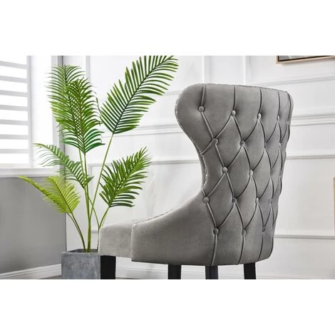 LIFE INTERIORS MAYFAIR - Lot De 6 Chaises Capitonnées En Velours Gris Foncé - Style Contemporain - Pieds En Bois - Salle à Manger, Cuisine Ou Coiffeuse - Gris Foncé 6 LIFE INTERIORS MAYFAIR - Lot De 6 Chaises Capitonnées En Velours Gris Foncé - Style Contemporain - Pieds En Bois - Salle à Manger, Cuisine Ou Coiffeuse - Gris Foncé – Image 4