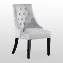 PN HOME Ensemble Table à Manger 4 à 6 Personnes + 4 Chaises Design En Velours Cloutées - Coloris Chêne & Gris 8 PN HOME Ensemble Table à Manger 4 à 6 Personnes + 4 Chaises Design En Velours Cloutées - Coloris Chêne & Gris -banc et tabouret Soldes Boutique 27150790 3