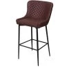 Tabouret De Bar HHG-062, Pour Comptoir, Métal, Vintage, Avec Repose-pied ~ Tissu / Textile Marron