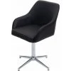 Chaise De Salle à manger HHG-556, Fauteuil, Pivotant, Réglable En Hauteur ~ Similicuir Noir, Pied Chromé -banc et tabouret Soldes Boutique 27152688 1