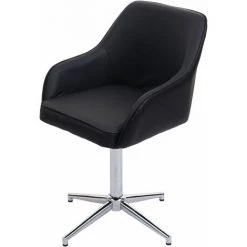 Chaise De Salle à manger HHG-556, Fauteuil, Pivotant, Réglable En Hauteur ~ Similicuir Noir, Pied Chromé