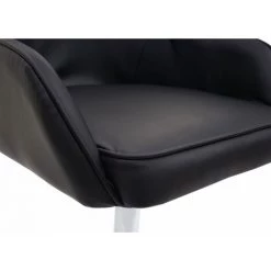 Chaise De Salle à manger HHG-556, Fauteuil, Pivotant, Réglable En Hauteur ~ Similicuir Noir, Pied Chromé -banc et tabouret Soldes Boutique 27152688 5