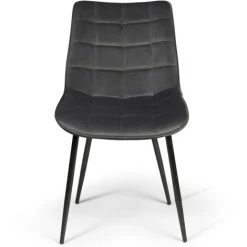 IDMARKET Lot De 4 Chaises MADY En Velours Gris Pour Salle à Manger - Gris -banc et tabouret Soldes Boutique 27156838 4
