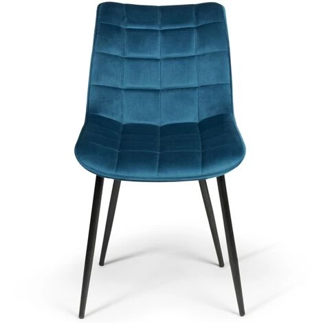 IDMARKET Lot De 4 Chaises MADY En Velours Bleu Pour Salle à Manger - Bleu 6 IDMARKET Lot De 4 Chaises MADY En Velours Bleu Pour Salle à Manger - Bleu – Image 4