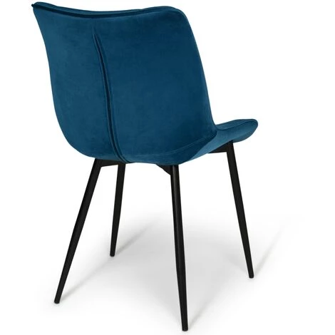 IDMARKET Lot De 4 Chaises MADY En Velours Bleu Pour Salle à Manger - Bleu 7 IDMARKET Lot De 4 Chaises MADY En Velours Bleu Pour Salle à Manger - Bleu – Image 5