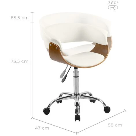 RENDEZ VOUS DéCO Chaise De Bureau Basile Blanche 4 RENDEZ VOUS DéCO Chaise De Bureau Basile Blanche – Image 2
