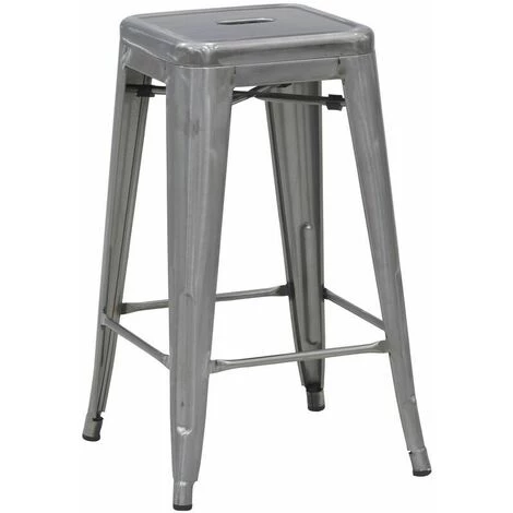 AUBRY GASPARD Tabouret De Bar En Acier Brossé Gris - Gris 3 AUBRY GASPARD Tabouret De Bar En Acier Brossé Gris - Gris
