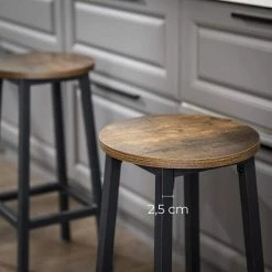 VASAGLE Tabourets Hauts, Lot De 2, Chaises De Bar, Siège De Cuisine, Cadre En Acier, Hauteur 65 Cm, Montage Facile, Style Industriel, Marron Rustique Et Noir Par SONGMICS LBC32X -banc et tabouret Soldes Boutique 27184602 4