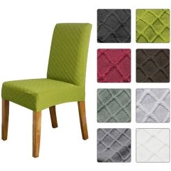 HAPPYSHOPPING Housse De Chaise Epaissie, Housse De Chaise En Jacquard En Jacquard En Une Seule Piece Elastique En Une Seule Piece, Vert Tendre 1 Paquet