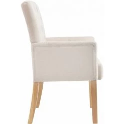 Chaise De Salle à Manger Avec Accoudoirs Tissu Beige VidaXL -banc et tabouret Soldes Boutique 27435856 4