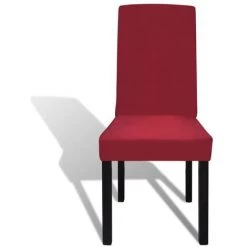LITZEE 6 Housses De Chaise Dos Droit Extensibles Bordeaux -banc et tabouret Soldes Boutique 27507882 3