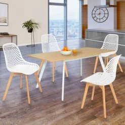 IDMARKET Lot De 4 Chaises MANDY Blanches Pour Salle à Manger - Blanc