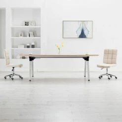 TRUE DEAL Chaises De Salle à Manger 2 Pcs Crème Tissu