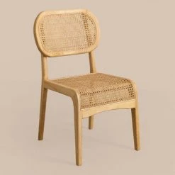 Chaise Pour Salle à Manger En Bois D'Orme Asly SKLUM Bois D'orme - Osier Bois Naturel - Bois Naturel Bois Naturel