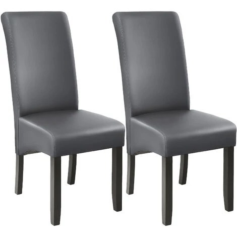 TECTAKE Lot De 2 Chaises Aspect Cuir - Lot De 2 Chaises Salle A Manger, Chaises De Cuisine, Chaises De Saon - Gris 3 TECTAKE Lot De 2 Chaises Aspect Cuir - Lot De 2 Chaises Salle A Manger, Chaises De Cuisine, Chaises De Saon - Gris