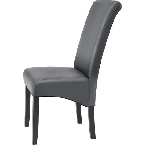 TECTAKE Lot De 2 Chaises Aspect Cuir - Lot De 2 Chaises Salle A Manger, Chaises De Cuisine, Chaises De Saon - Gris 6 TECTAKE Lot De 2 Chaises Aspect Cuir - Lot De 2 Chaises Salle A Manger, Chaises De Cuisine, Chaises De Saon - Gris – Image 4