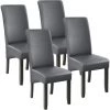 TECTAKE Lot De 4 Chaises Aspect Cuir - Lot De 4 Chaises Salle A Manger, Chaises De Cuisine, Chaises De Salon - Gris -banc et tabouret Soldes Boutique 27949580 1