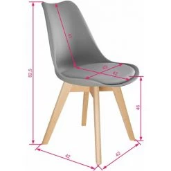 TECTAKE 6 Chaises De Salle à Manger FRÉDÉRIQUE Style Scandinave Pieds En Bois Massif Design Moderne - Lot De 6 Chaises De Salon, Chaises De Cuisine, Chaises Scandinaves - Gris -banc et tabouret Soldes Boutique 27949648 5