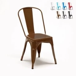 AHD AMAZING HOME DESIGN Chaise Tolix Industrielle En Acier Et Métal Pour Cuisine Et Bars Steel One | Marron