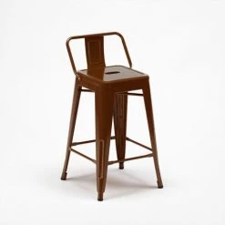 AHD AMAZING HOME DESIGN Tabouret Tolix Industriel En Acier Avec Dossier Métallique Bar Cuisine Steel Top | Marron -banc et tabouret Soldes Boutique 28011496 3