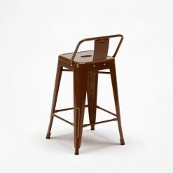 AHD AMAZING HOME DESIGN Tabouret Tolix Industriel En Acier Avec Dossier Métallique Bar Cuisine Steel Top | Marron -banc et tabouret Soldes Boutique 28011496 4