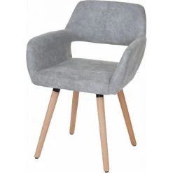 Chaise De Salle à Manger HHG-428 II, Fauteuil, Design Rétro Des Années 50 ~ Tissu, Gris Béton