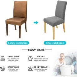 LONGZIMING 4 Pack Super Fit Stretch Amovible Lavable Courte Chaise De Salle À Manger Housse De Protection Housse De Siège Pour Hôtel, Salle À Manger, Cérémonie, Banquet De Mariage -banc et tabouret Soldes Boutique 28030203 4