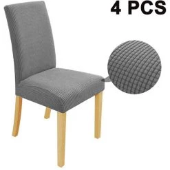 DEVENIRRICHE 4 Pack Super Fit Stretch Amovible Lavable Courte Chaise De Salle À Manger Housse De Protection Housse De Siège Pour Hôtel, Salle À Manger, Cérémonie, Banquet De Mariage