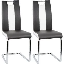 BATHRINS®Lot De 2 Chaises Noires Et Blanches Pour Salle à Manger -banc et tabouret Soldes Boutique 28067153 4
