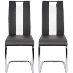 BATHRINS®Lot De 2 Chaises Noires Et Blanches Pour Salle à Manger -banc et tabouret Soldes Boutique 28067153 5