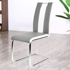 BATHRINS®Lot De 4 Chaises Gris Et Blanches Pour Salle à Manger -banc et tabouret Soldes Boutique 28067158 2