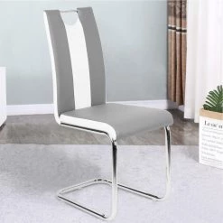 BATHRINS®Lot De 4 Chaises Gris Et Blanches Pour Salle à Manger -banc et tabouret Soldes Boutique 28067158 3