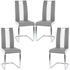 BATHRINS®Lot De 4 Chaises Gris Et Blanches Pour Salle à Manger -banc et tabouret Soldes Boutique 28067158 4