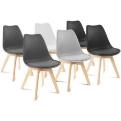 IDMARKET Lot De 6 Chaises SARA Mix Color Gris Clair, Blanc, Gris Foncé X2, Noir X2 - Gris 8 IDMARKET Lot De 6 Chaises SARA Mix Color Gris Clair, Blanc, Gris Foncé X2, Noir X2 - Gris -banc et tabouret Soldes Boutique 28170898 2