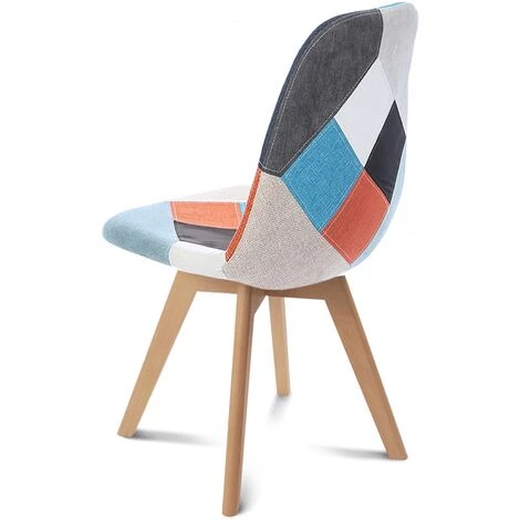 IDMARKET Lot De 4 Chaises SARA Motifs Patchworks Multi-couleurs - Multicolor 6 IDMARKET Lot De 4 Chaises SARA Motifs Patchworks Multi-couleurs - Multicolor – Image 4